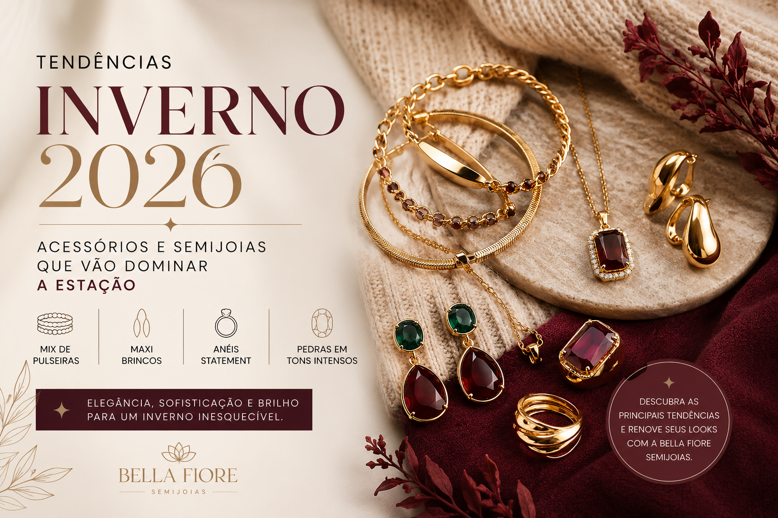 Tendências do Inverno 2026: acessórios e semijoias que vão dominar a estação
