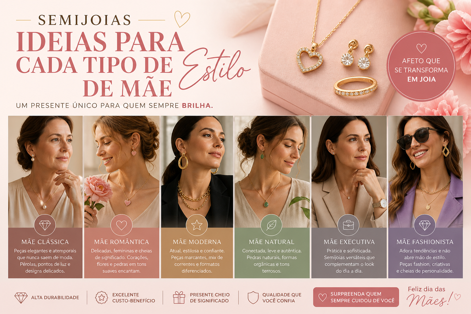 Semijoias Ideais para Cada Estilo de Mãe: Encontre o Presente Perfeito