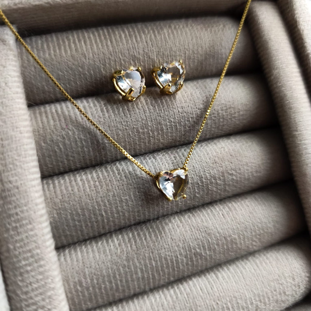 Conjunto Radiante - Detalhado Com Zircônias - Coleção Aurora - Banhado a Ouro 18k