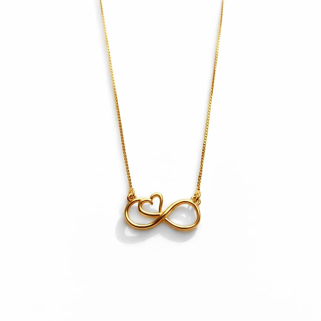 Colar Infinity - Formato de Infinito e Coração - Coleção Aurora - Banhado a Ouro 18k