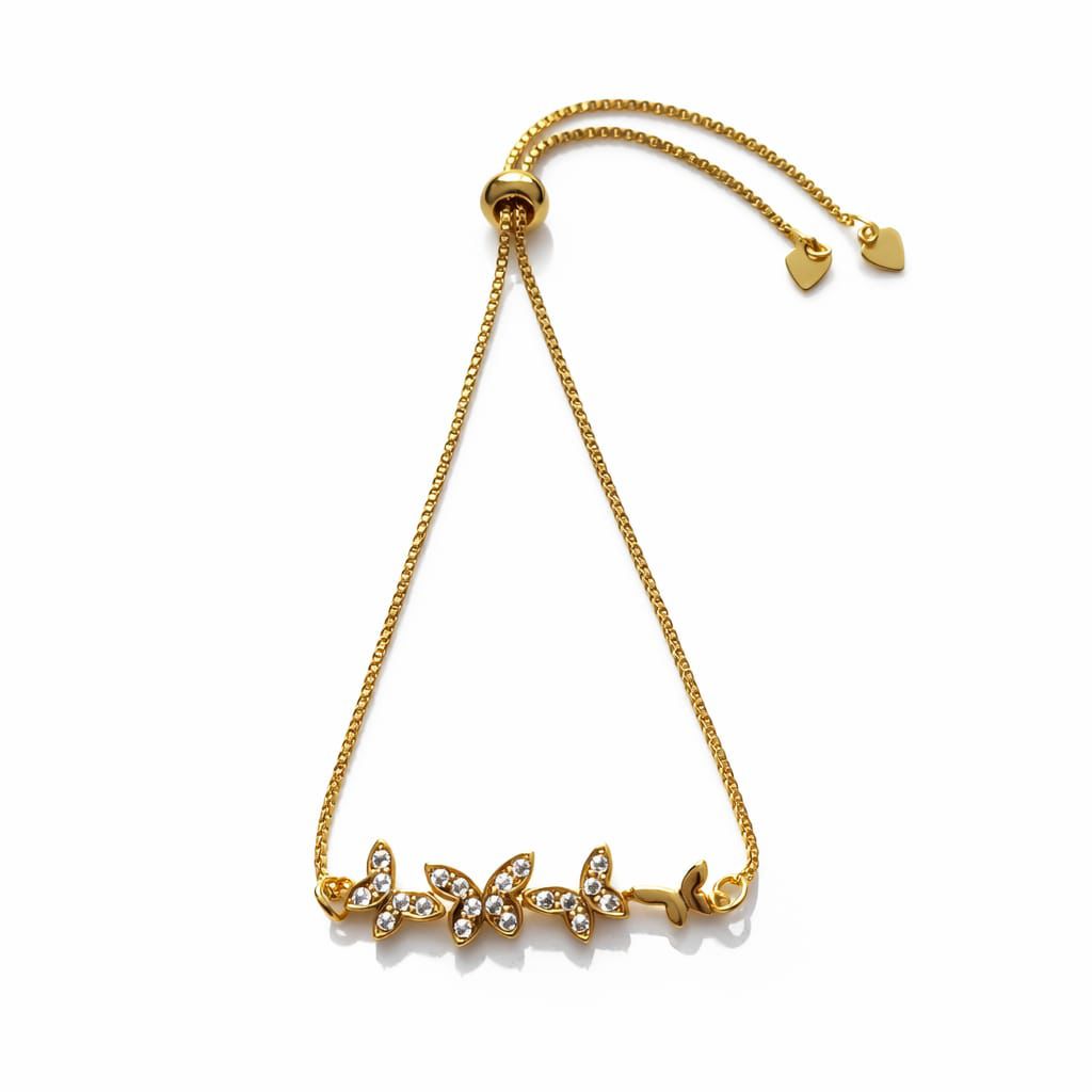 Pulseira Lumina Butterffy - Detalhada Com Micro Zircônias - Coleção Aurora - Banhada a Ouro 18k