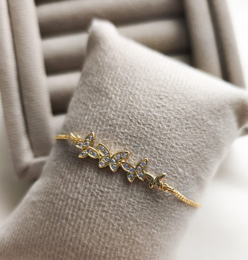 Pulseira Lumina Butterffy - Detalhada Com Micro Zircônias - Coleção Aurora - Banhada a Ouro 18k