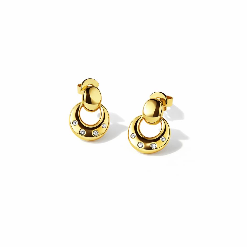 Brinco Serena - Detalhado Com Zircônias -Coleção Aurora - Banhado a  Ouro 18k