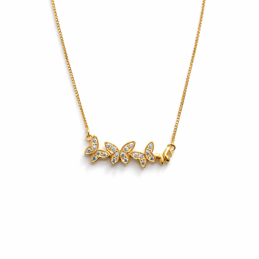 Colar Lumina Butterfly - Detalhado Com Micro Zircônias - Coleção Aurora - Banhado a Ouro 18k