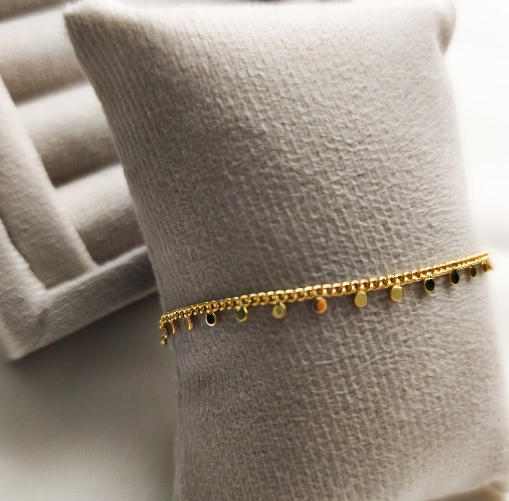 Pulseira Fio de Ouro - Detalhada Com Pequenas Esferas - Coleção Aurora - Banhada a Ouro 18k