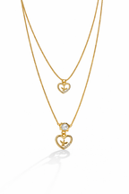 Colar Divine - Duplo Colar C/ Pingentes de Coração e Espírito Santo - Coleção Aurora - Banhado a Ouro 18k