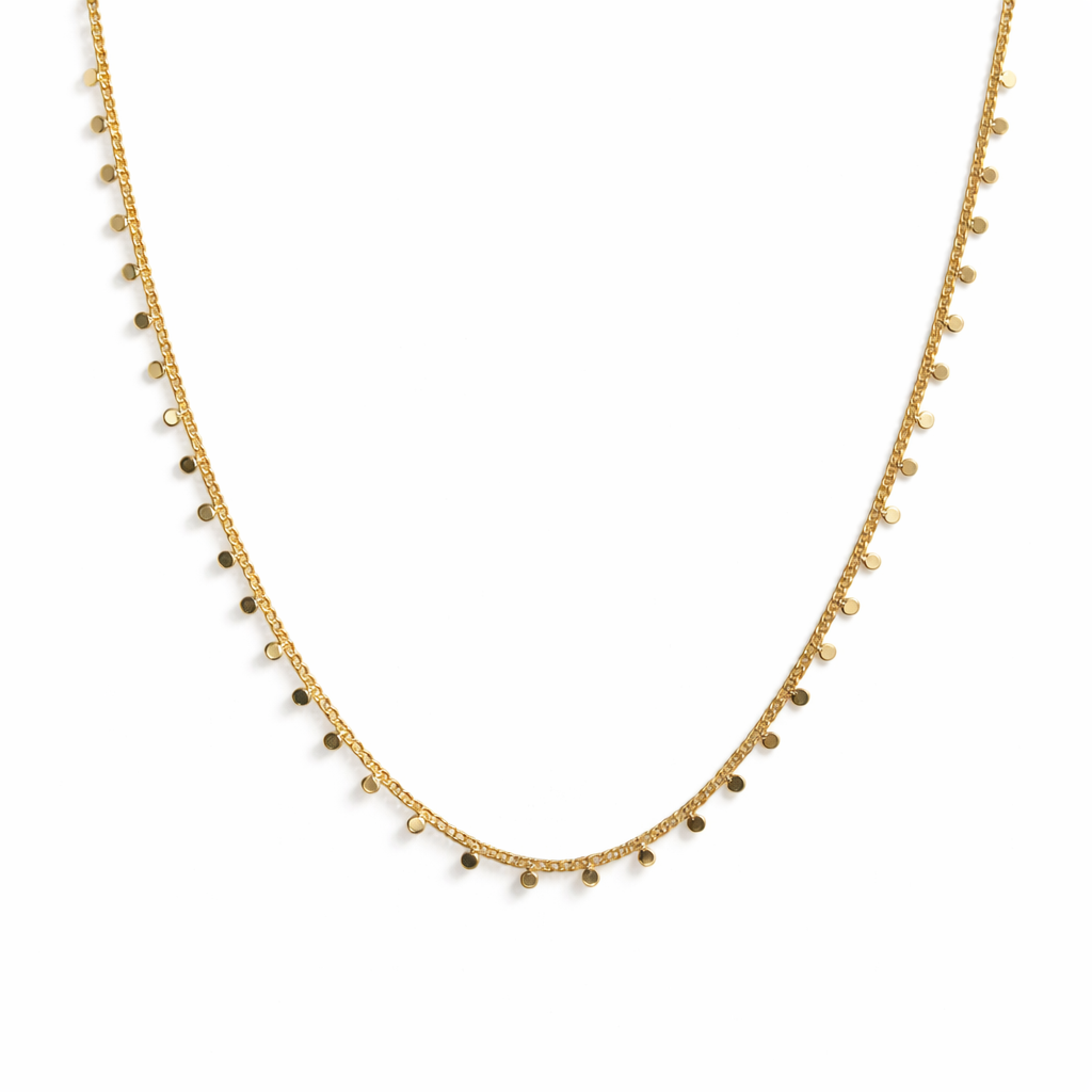 Colar Fio De Ouro - Detalhado Com Pequenas Esferas - Coleção Aurora - Banhado a Ouro 18k