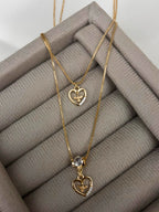 Colar Divine - Duplo Colar C/ Pingentes de Coração e Espírito Santo - Coleção Aurora - Banhado a Ouro 18k