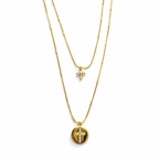 Colar Sublime - Duplo Colar C/ Pingentes de Cruz - Coleção Aurora - Banhado a Ouro 18k