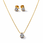 Conjunto Orvalho - Detalhado Com Zircônias  - Coleção Aurora - Banhado a Ouro 18k