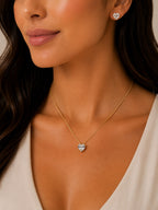 Conjunto: Colar e Brinco Radiante - Cravejado banhado a Ouro 18k