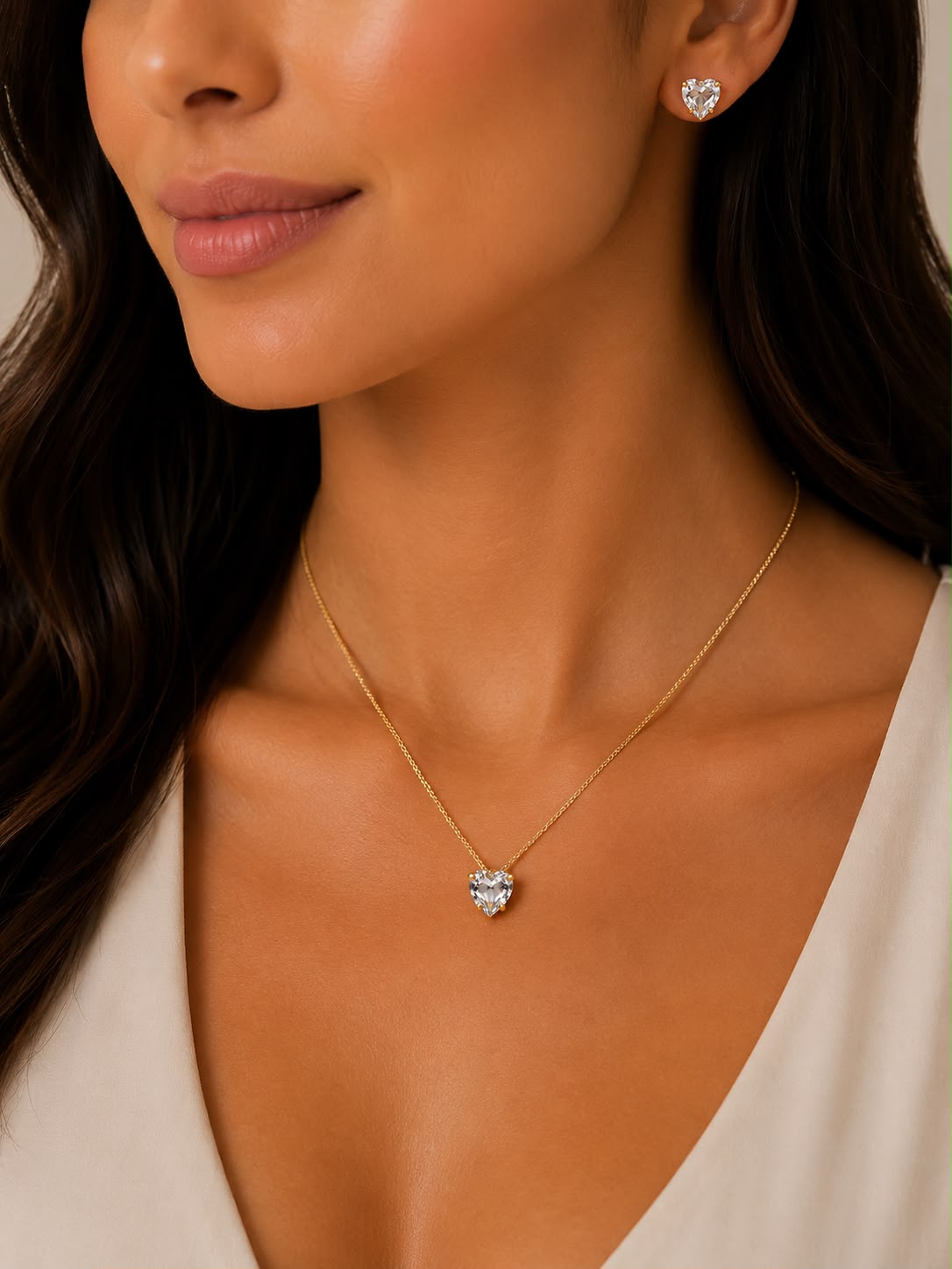 Conjunto: Colar e Brinco Radiante - Cravejado banhado a Ouro 18k