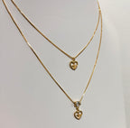 Colar Divine - Duplo Colar C/ Pingentes de Coração e Espírito Santo - Coleção Aurora - Banhado a Ouro 18k
