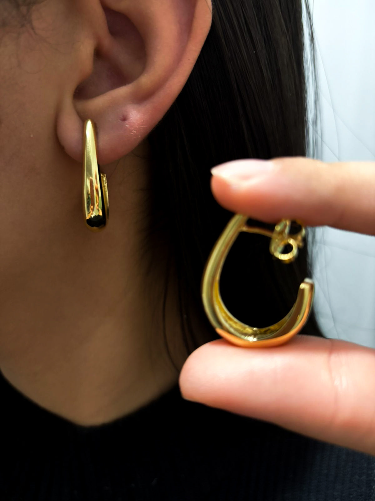 Argola Aurora Bloom - Formato Grande - Coleção Aurora - Banhado a Ouro 18k