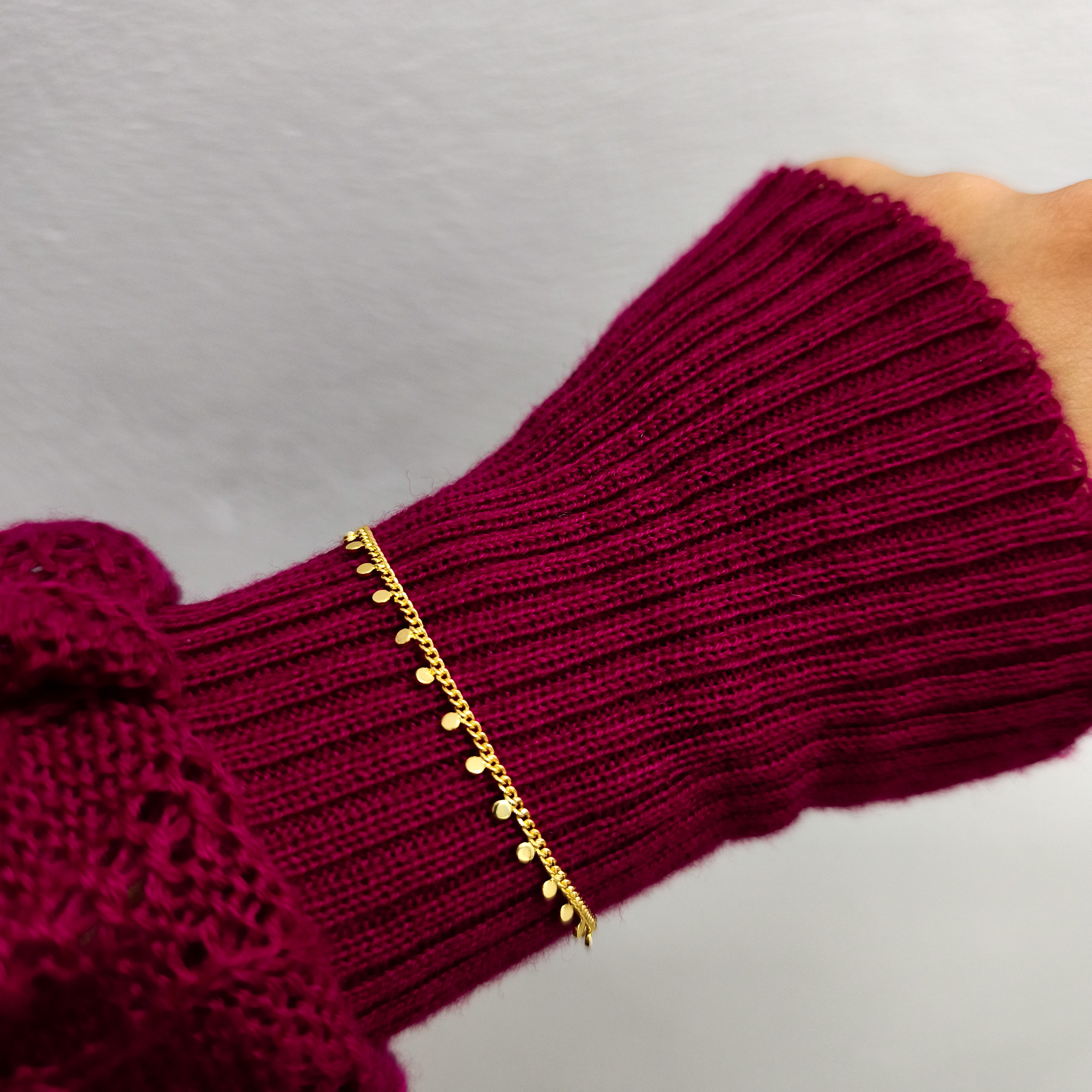 Pulseira Fio de Ouro - Detalhada Com Pequenas Esferas - Coleção Aurora - Banhada a Ouro 18k