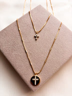 Colar Sublime - Duplo Colar C/ Pingentes de Cruz - Coleção Aurora - Banhado a Ouro 18k