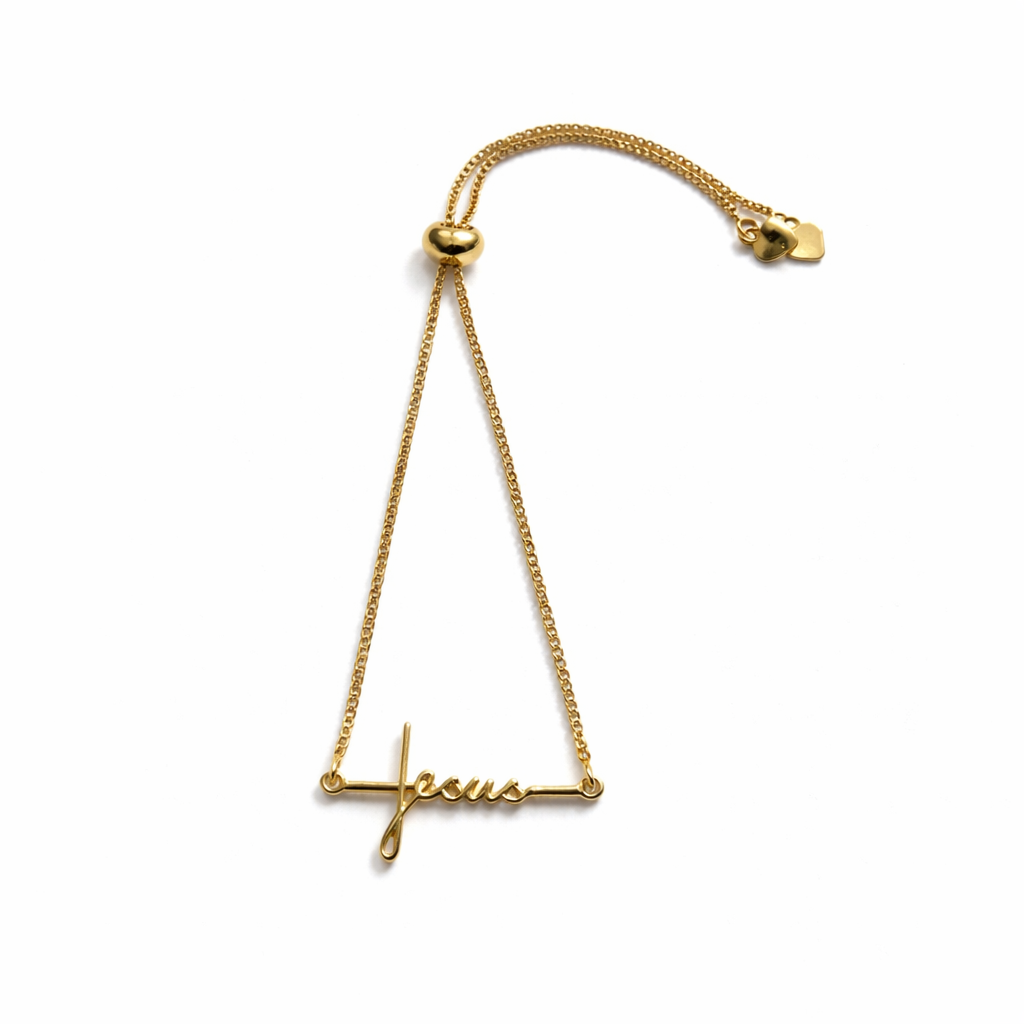 Pulseira Jesus - Detalhada Com Micro Zircônias - Coleção Aurora - Banhada a Ouro 18k