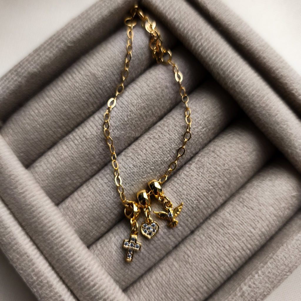 Pulseira Celeste - Detalhada Com Micro Zircônias - Coleção Aurora - Banhada a Ouro 18k