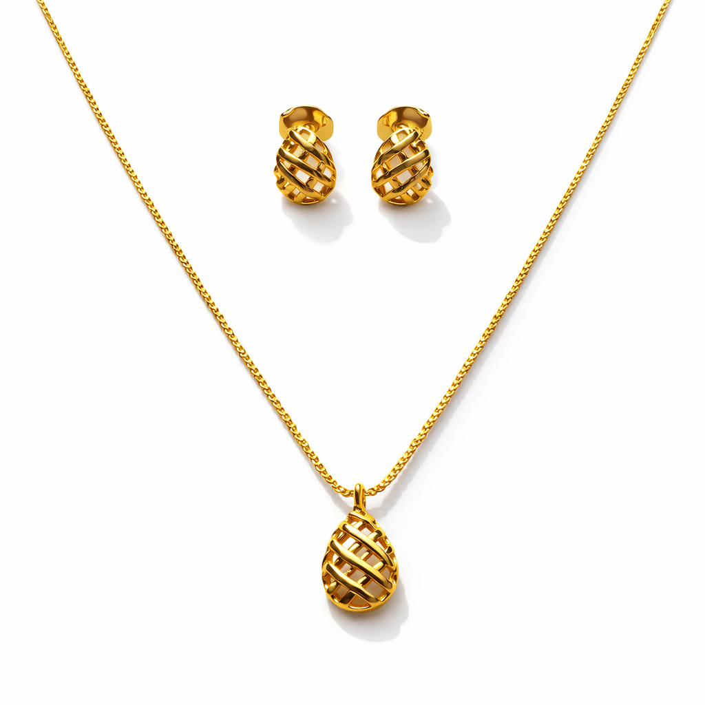 Conjunto Lumina Gold - Detalhado Com Formato de Gotas - Coleção Aurora - Banhado a Ouro 18k