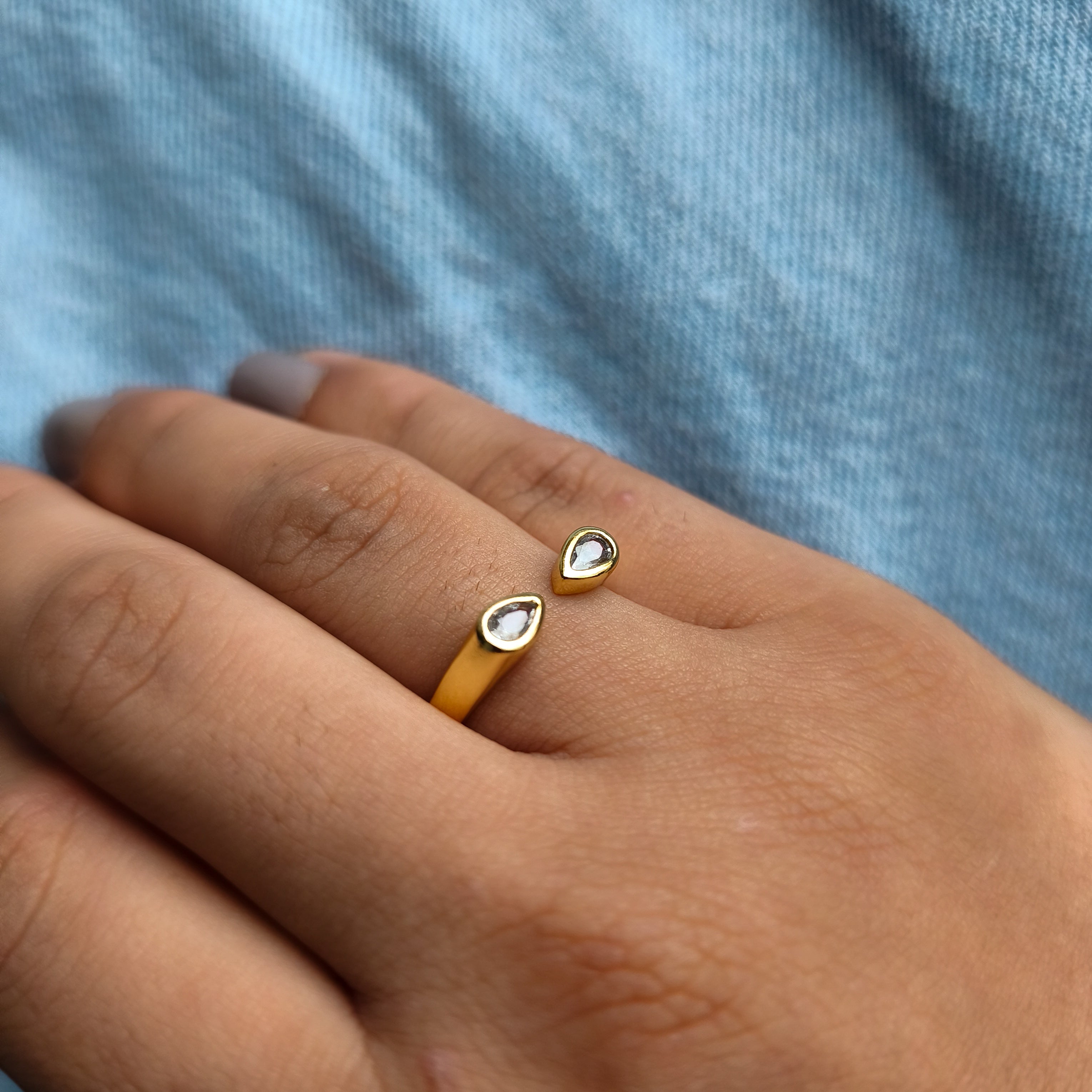 Anel Lux Ajustável - Coleção Aurora - Banhado a Ouro 18k