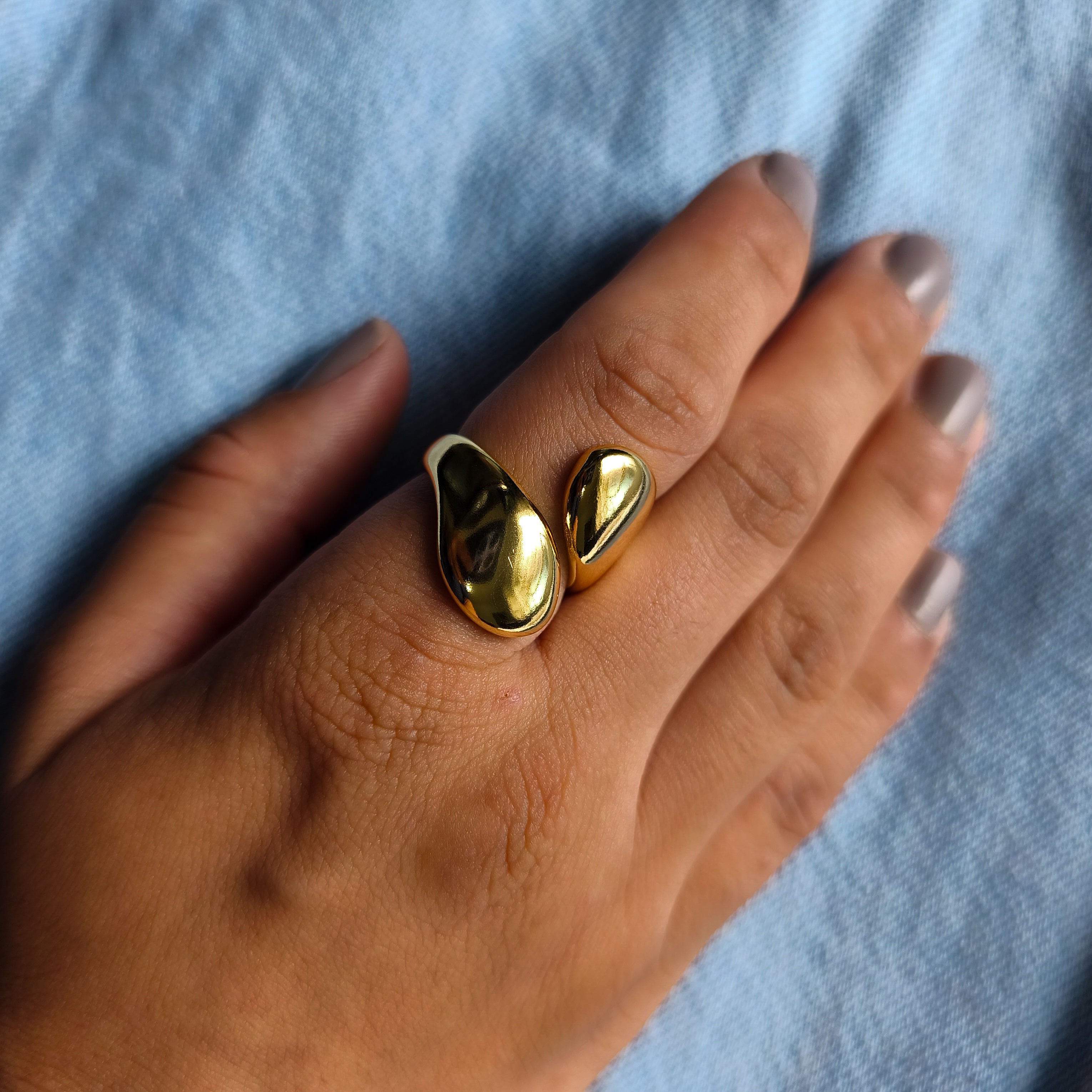 Anel Douré Ajustável - Coleção Aurora - Banhado a Ouro 18k